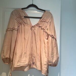 Derek Lam 78% cotton 22% silk. Light and flowy blush color
